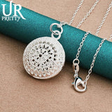 925 Sterling Silver Hollow Round Necklace Snake Chain for Women