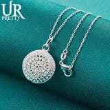 925 Sterling Silver Hollow Round Necklace Snake Chain for Women