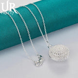 925 Sterling Silver Hollow Round Necklace Snake Chain for Women