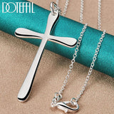 925 Silver Long Cross Pendant Necklace 16-30 Inch Chain Wedding Engagement Charm
