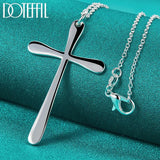 925 Silver Long Cross Pendant Necklace 16-30 Inch Chain Wedding Engagement Charm