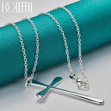 925 Silver Long Cross Pendant Necklace 16-30 Inch Chain Wedding Engagement Charm