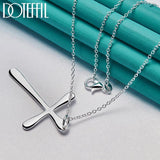 925 Silver Long Cross Pendant Necklace 16-30 Inch Chain Wedding Engagement Charm