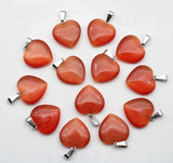 20mm Cat Eye Stone Heart Pendants for DIY Jewelry Making - 12pcs