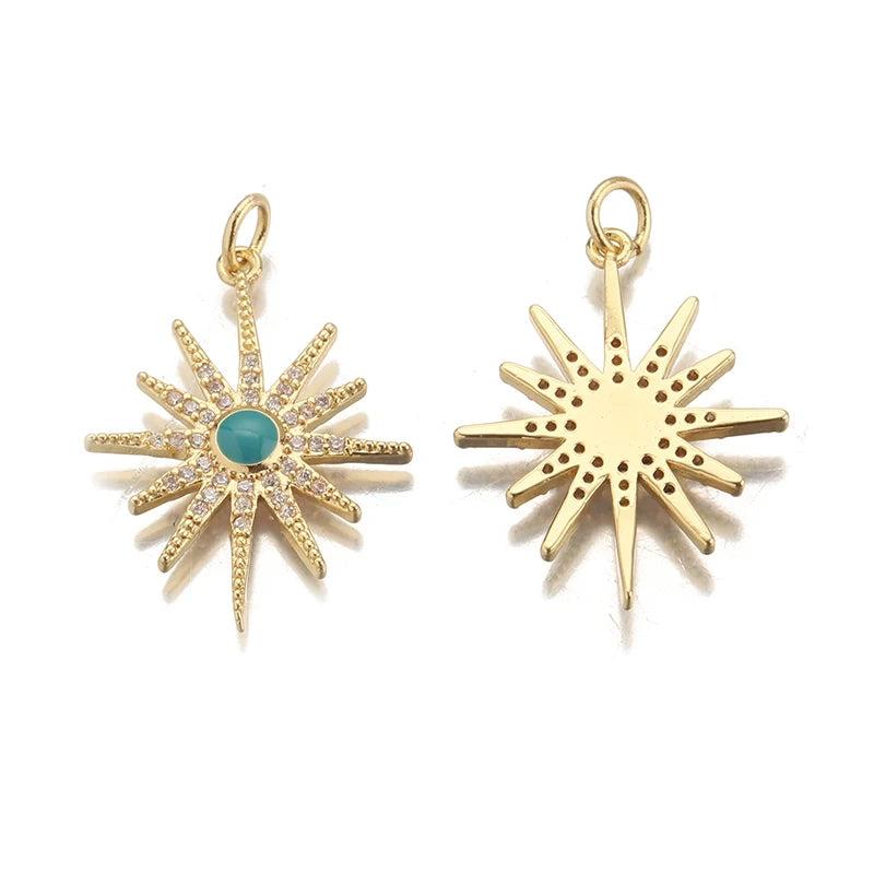 2pcs Stainless Steel Star Charms Crystal Pendant DIY Craft Making