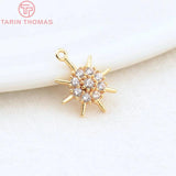 6PCS 10.5MM Hole 0.5MM 24K Brass Zircon Star Pendants Charms