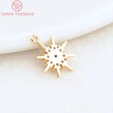 6PCS 10.5MM Hole 0.5MM 24K Brass Zircon Star Pendants Charms