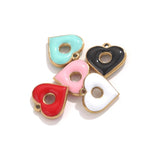 4Pcs Stone Stainless Steel Peach Heart Enamel Charms for DIY Earrings