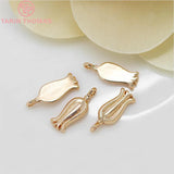 10PCS 5x13.5MM 24K Champagne Plated Brass Flower Charms Pendants