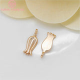 10PCS 5x13.5MM 24K Champagne Plated Brass Flower Charms Pendants
