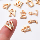 26PCS Bling Alphabet Letter Charms A-Z Rhinestone Pendant Earring Bracelet