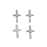 10pcs Stainless Steel Crosses Charm with Flower for DIY Necklace Pendant