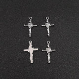 10pcs Stainless Steel Crosses Charm with Flower for DIY Necklace Pendant