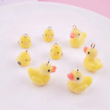 10 Flocked Duck/chick Pendant Yellow Resin Animals Flocking Micro Velvet DIY Jew