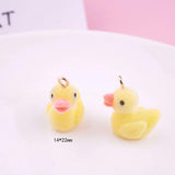 10 Flocked Duck/chick Pendant Yellow Resin Animals Flocking Micro Velvet DIY Jew