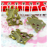 50pcs Antique Bronze Castle House Pendant Charms for DIY Jewelry Making