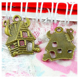 50pcs Antique Bronze Castle House Pendant Charms for DIY Jewelry Making