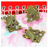 50pcs Antique Bronze Castle House Pendant Charms for DIY Jewelry Making