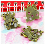 50pcs Antique Bronze Castle House Pendant Charms for DIY Jewelry Making