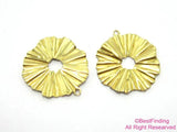 50pcs Raw Brass Earrings Charms Findings 19x17mm Wavy Round Pendant