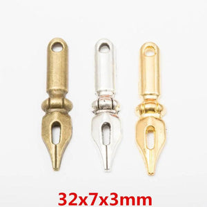 100pcs Vintage Pen Nib Charms Metal Antique Bronze Pendant