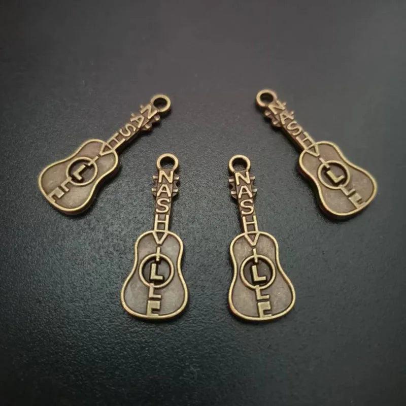 Nashville Guitar Charms Tibetan Silver Antique Bronze 31x11mm