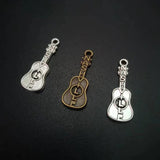 Nashville Guitar Charms Tibetan Silver Antique Bronze 31x11mm