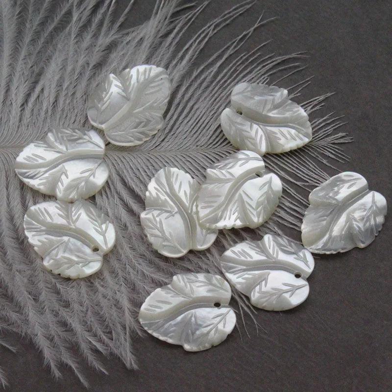 5pcs Natural Shell Leaf Pendant 12x14mm DIY Jewelry Accessories