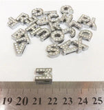 26pcs Crystal Letter Slide Charms Initial Alphabet Slider For 8mm Bracelet