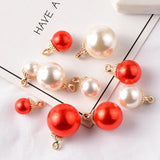 20pcs Pearl Beads Crimp End Beads Round Charms DIY Pendant for Jewelry Making