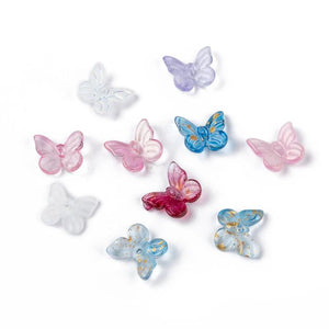 100pcs Butterfly Glass Charms Pendants for DIY Jewelry Making