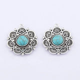 6pcs Boho Flower Turquoise Stone Charms Pendants for Jewelry Making