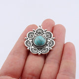 6pcs Boho Flower Turquoise Stone Charms Pendants for Jewelry Making