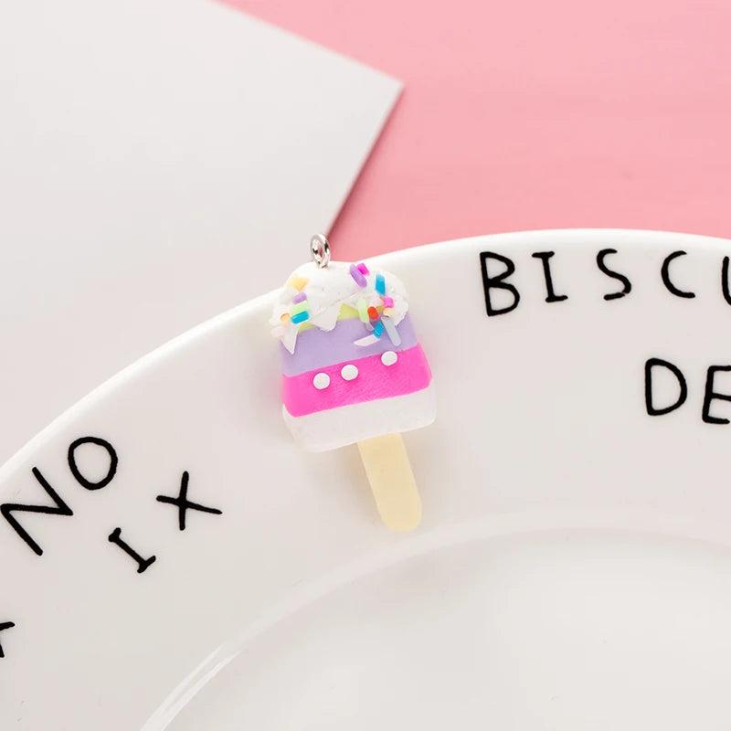 10Pcs Ice Cream Charms for Jewelry Making DIY Keychain Pendant