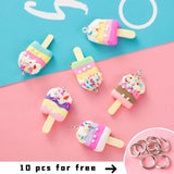 10Pcs Ice Cream Charms for Jewelry Making DIY Keychain Pendant