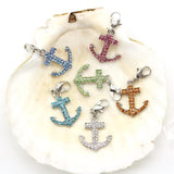 Rhinestone Multicolor Anchor Charms Dangle Lobster Clasp DIY Pendants