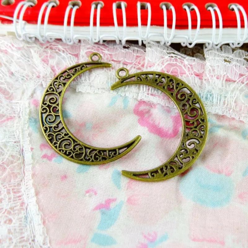 40Pcs Moon Charms Antique Bronze Plated Diy Jewelry Findings