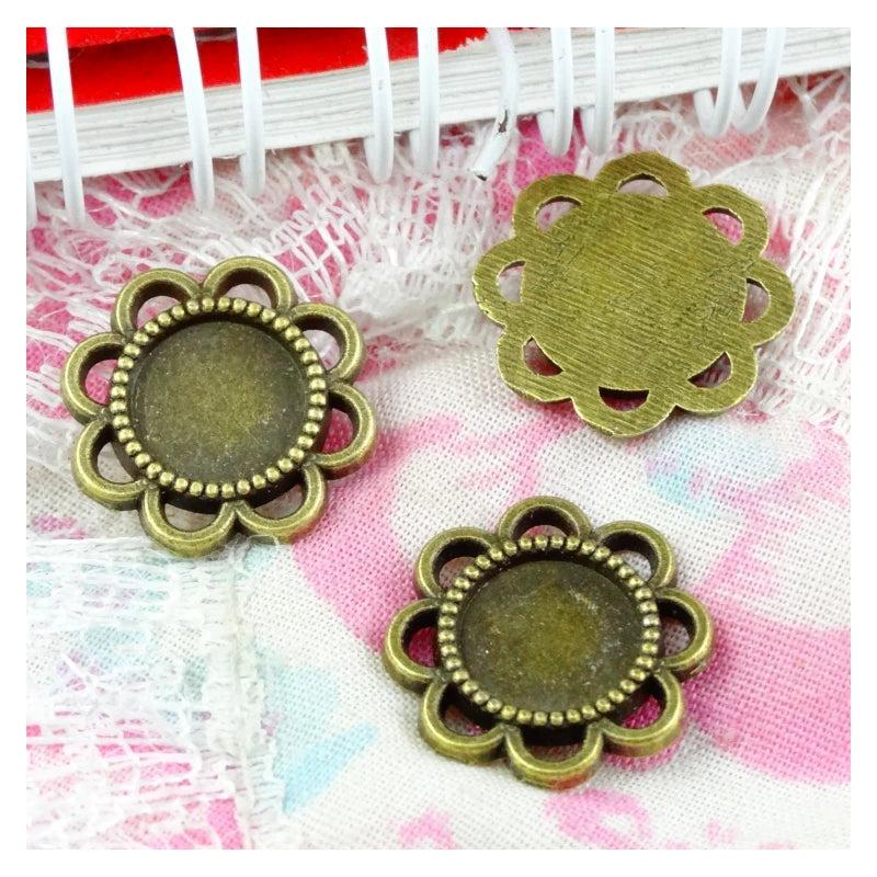 100PCS 8MM Round Base Antique Bronze Pendant Blanks DIY Accessories