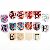Acetate Acrylic D Shaped Boho Earring Charms, 35x30mm