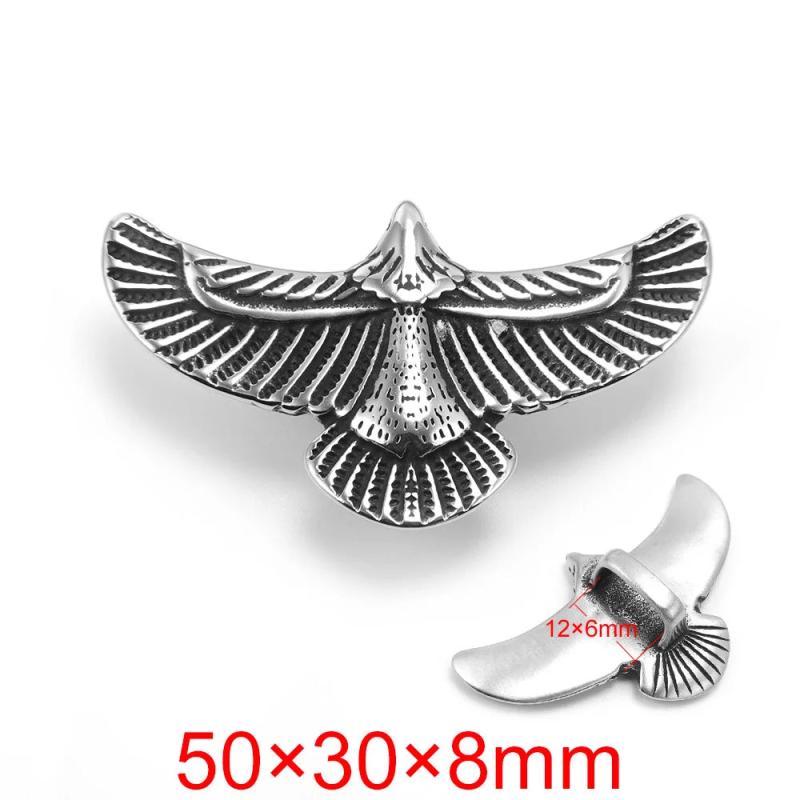 2pcs Stainless Steel Eagle Slide Charm for Leather Cord Bracelet DIY