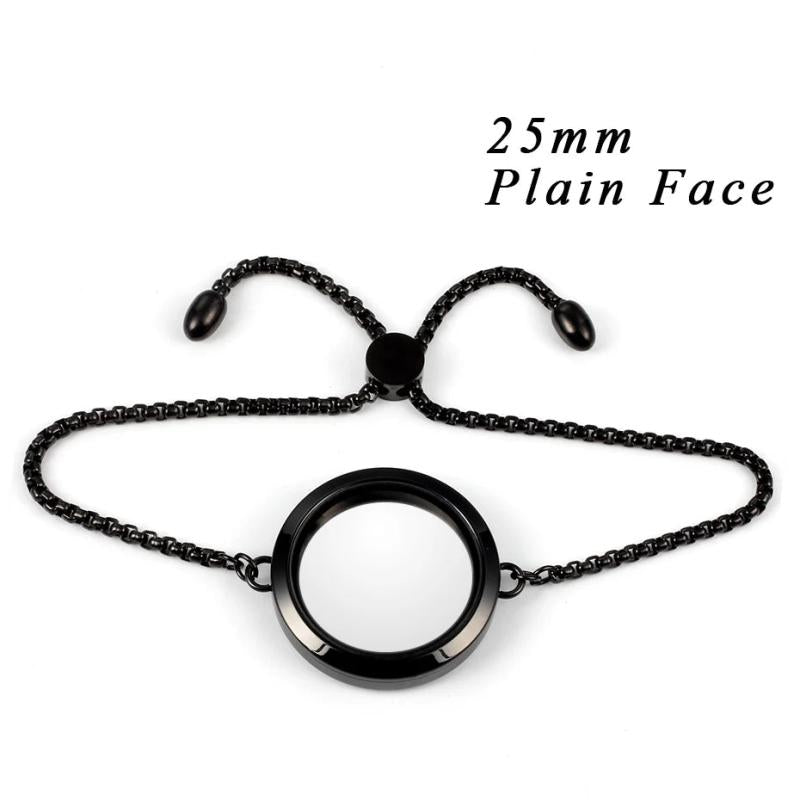 Floating Memory Charms Locket Bracelet with Crystals 316L Stainless Steel