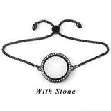 Floating Memory Charms Locket Bracelet with Crystals 316L Stainless Steel