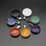 7Pcs Stone Disc Pendant DIY Jewelry Making 20x20MM