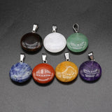 7Pcs Stone Disc Pendant DIY Jewelry Making 20x20MM