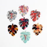 Tortoise Shell Earring Charms, Acetate Acrylic Beads, BIG Monstera Leaf Shaped