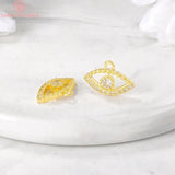 6PCS 9x14MM 24K Brass Zircon Eye Charm Pendants for Jewelry Making
