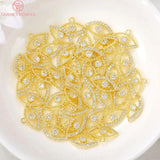 6PCS 9x14MM 24K Brass Zircon Eye Charm Pendants for Jewelry Making
