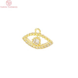 6PCS 9x14MM 24K Brass Zircon Eye Charm Pendants for Jewelry Making