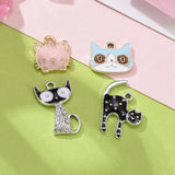 25pcs Mixed Cat Enamel Charms for Jewelry Making