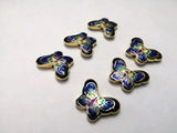 6Pcs Hand-Painted Cloisonne Butterfly Pendant